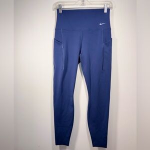 Nike Womens Blue Activewear High Rise Ankle Leggings size With Pockets Medium